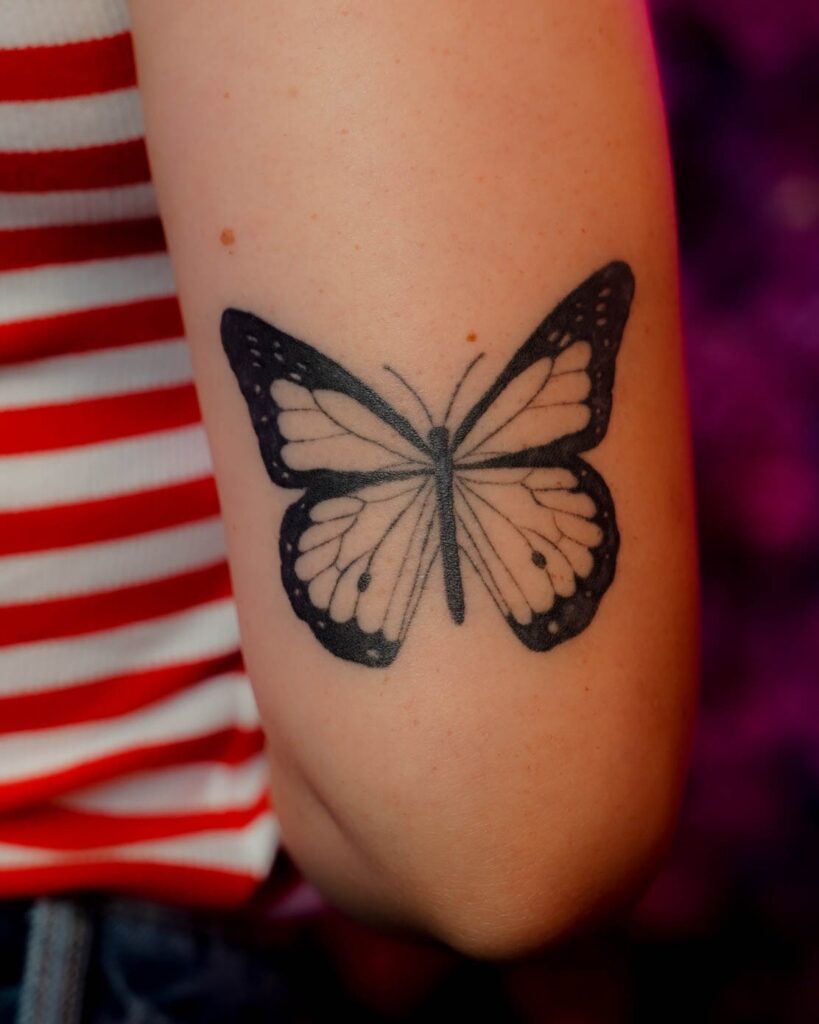 Classic Black and Gray Butterfly Tattoo butterfly tattoo designs tattoo