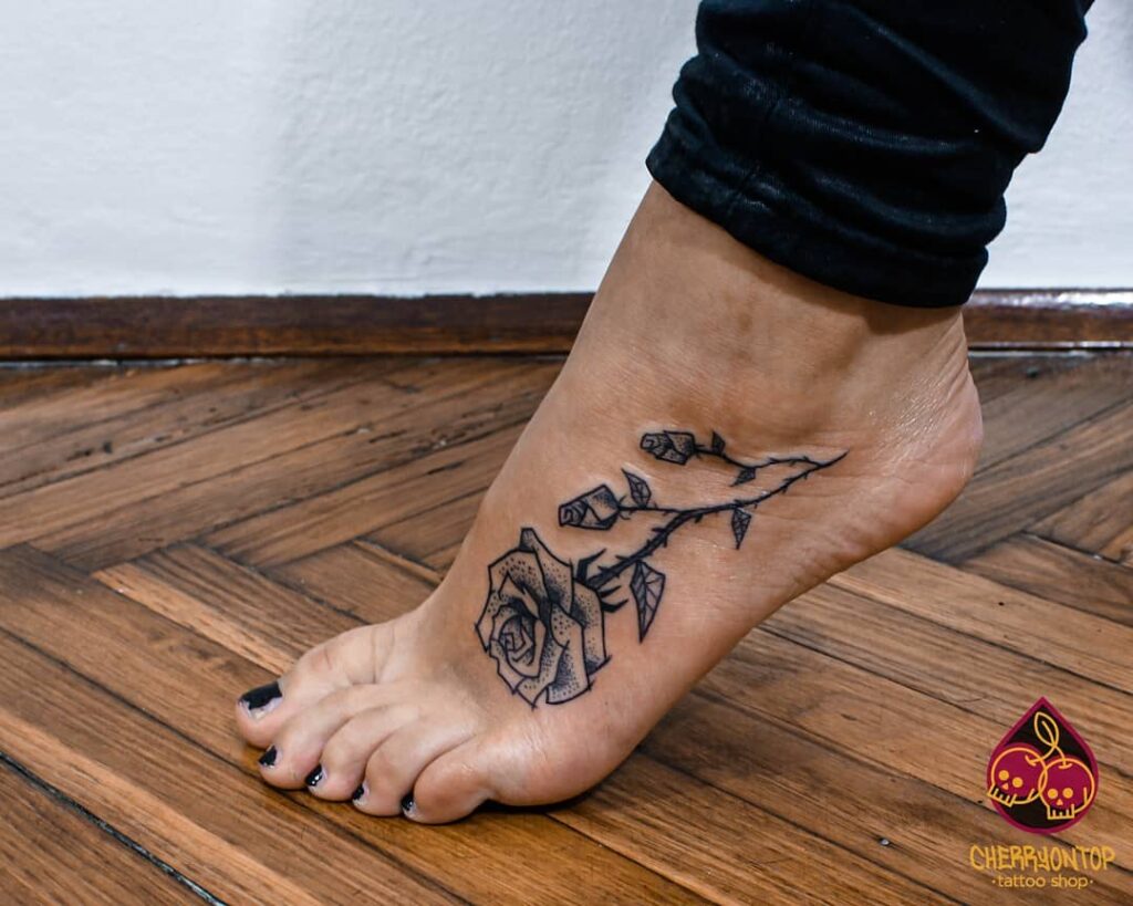 Sat Nam Foot Script Tattoo