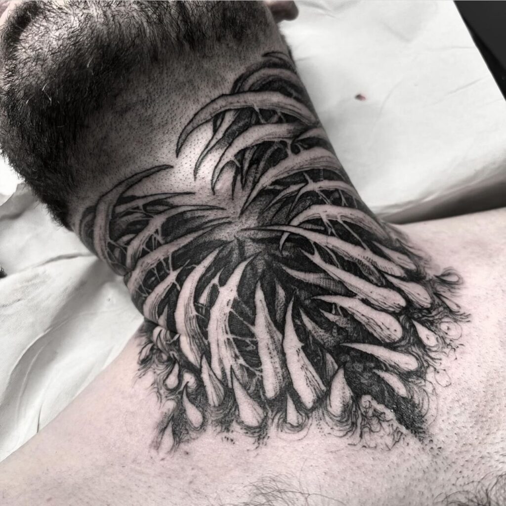 Crying Angel Neck Tattoo