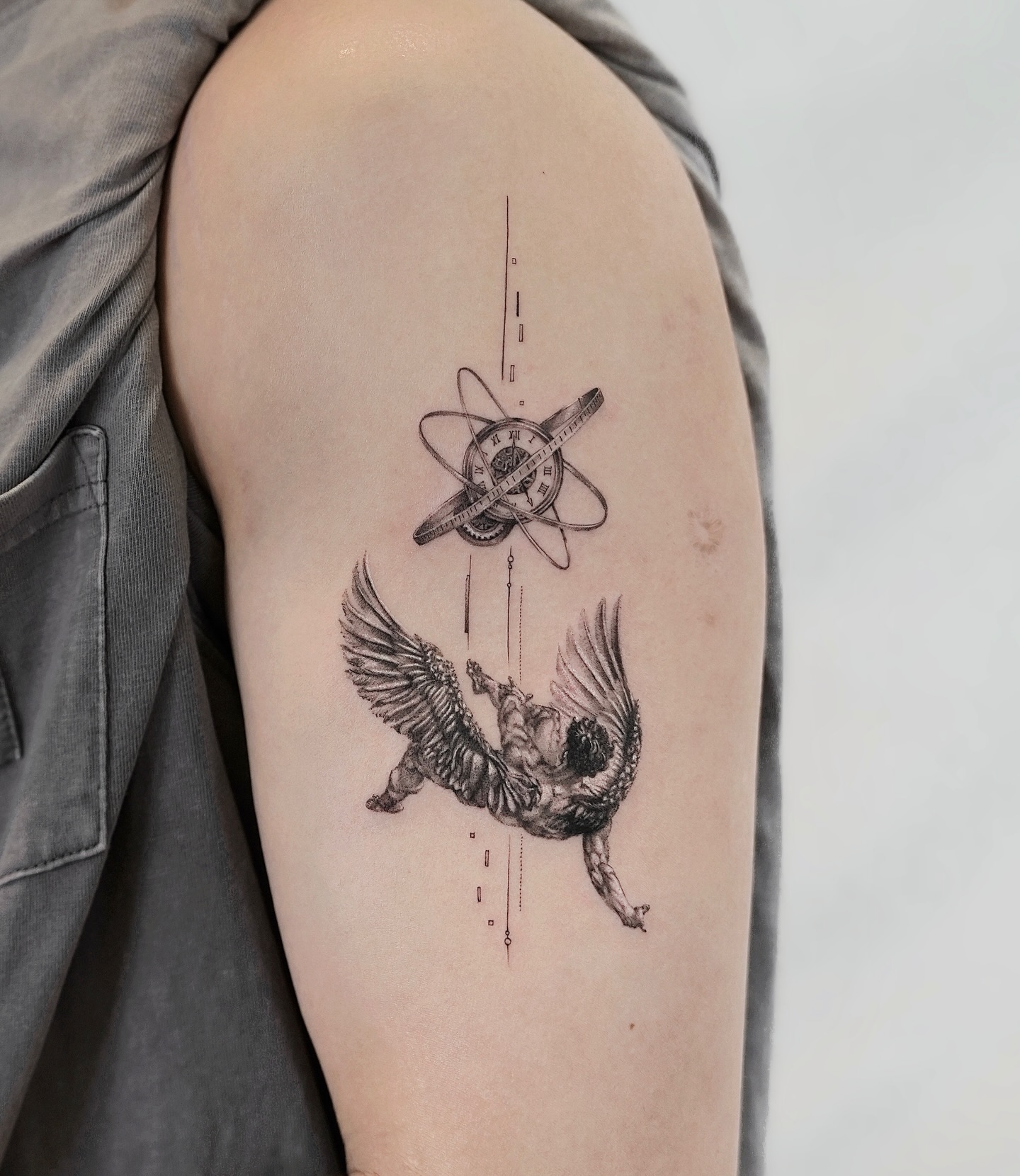Sun And Falling Icarus Tattoo