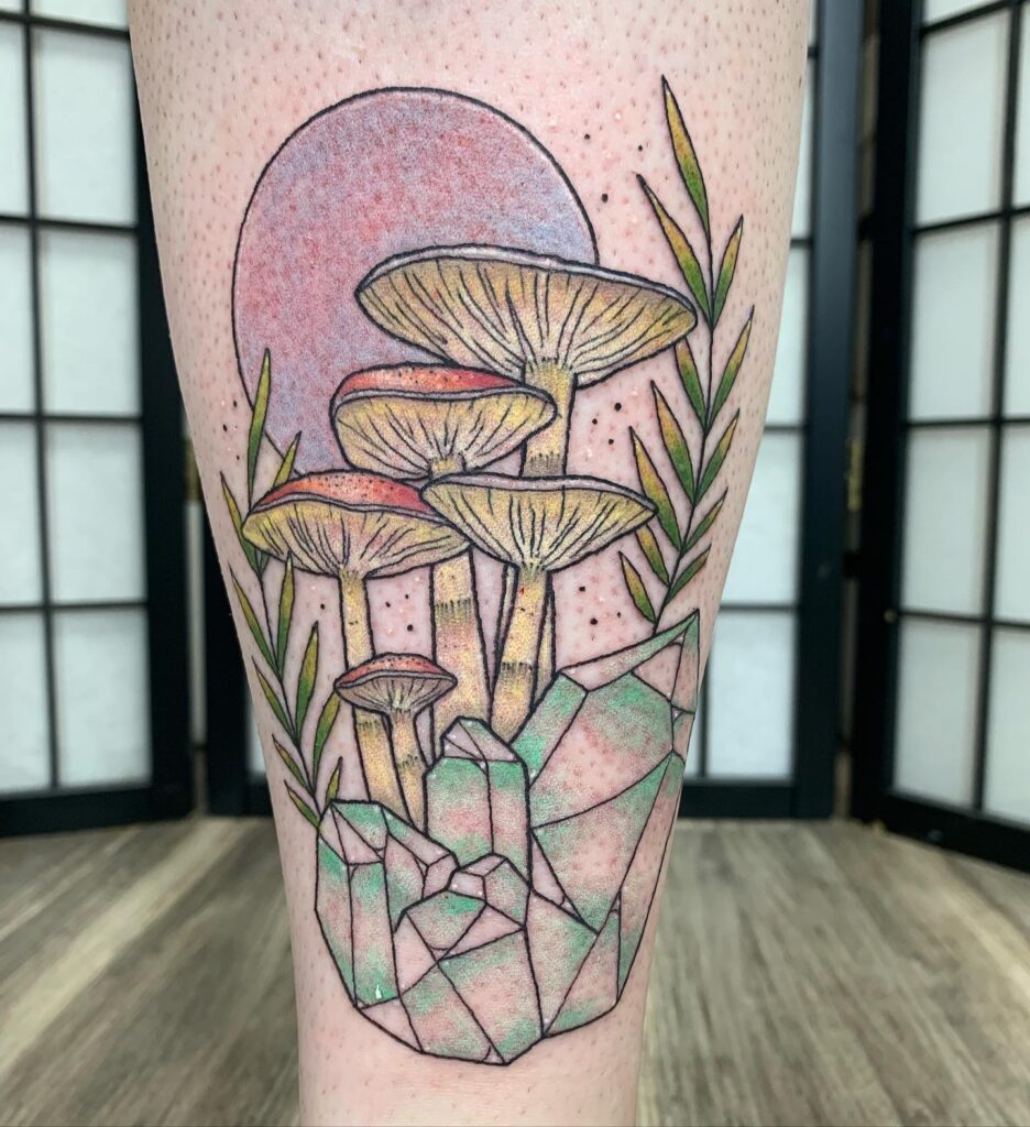 Mountain and Planets Dotwork Tattoo earthy tattoo ideas tattoo