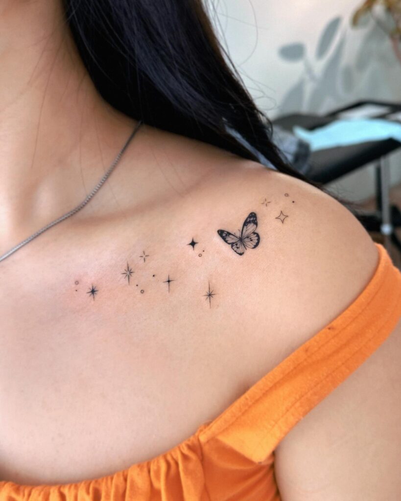 Collarbone Clavicle Ridge tattoo placement