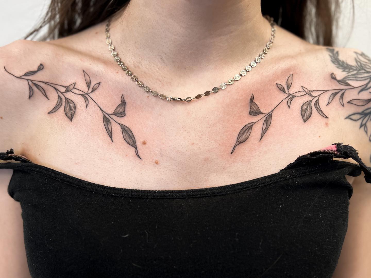 Fine Line Vine Tattoo Around the Elbow vine tattoos tattoo