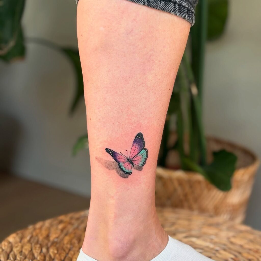 Colorful Ankle Butterfly Tattoo butterfly tattoo designs tattoo