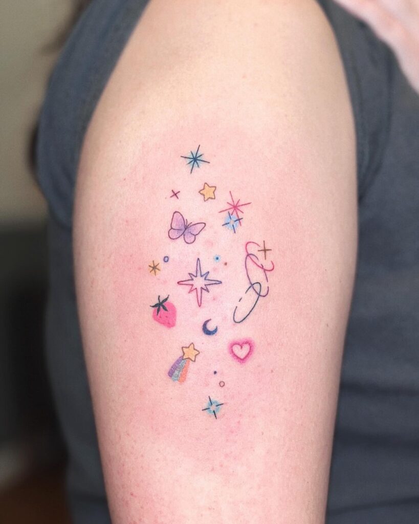 Colorful Cosmic Charm Tattoo