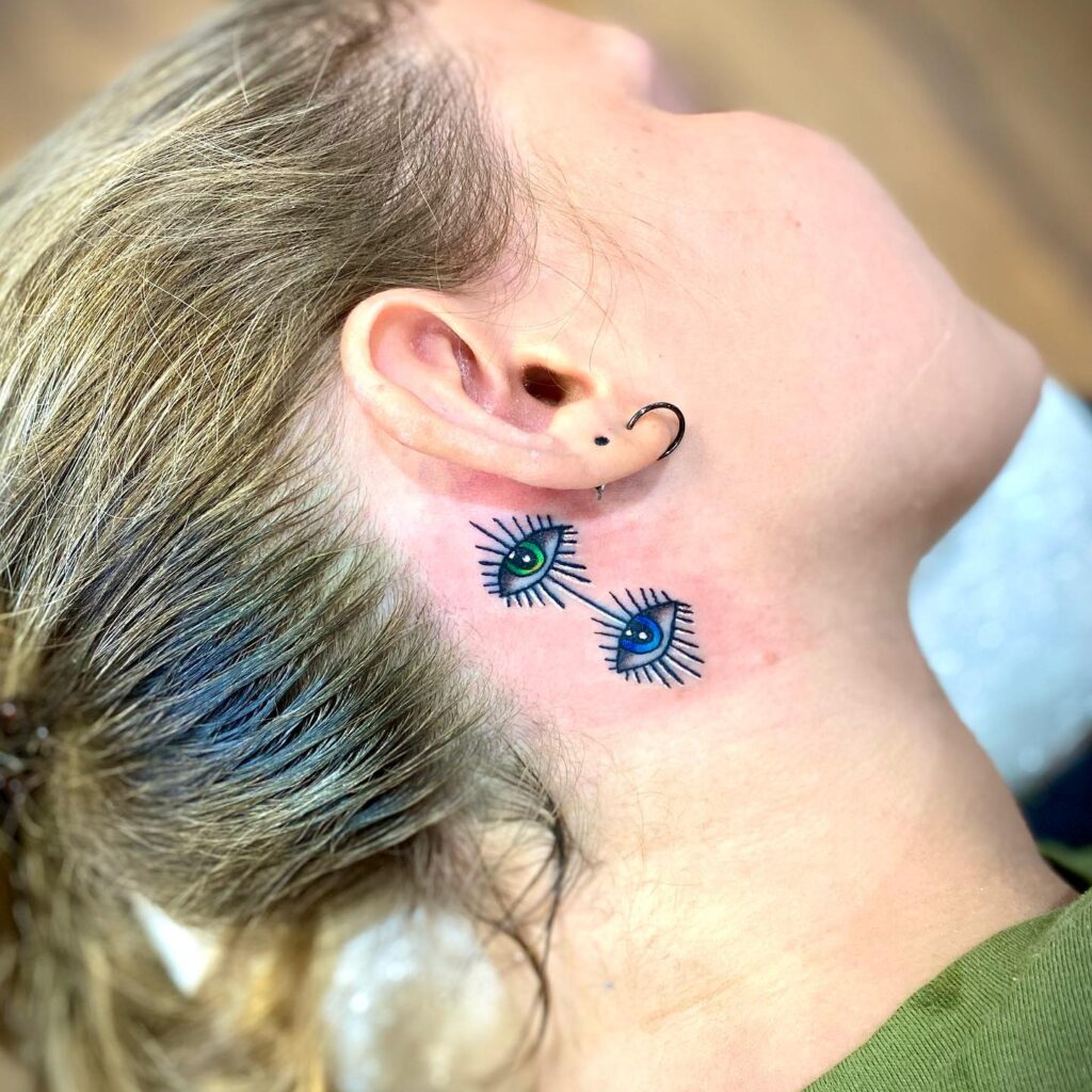 Simple Cross Behind-the-Ear Tattoo behind the ear tattoos tattoo