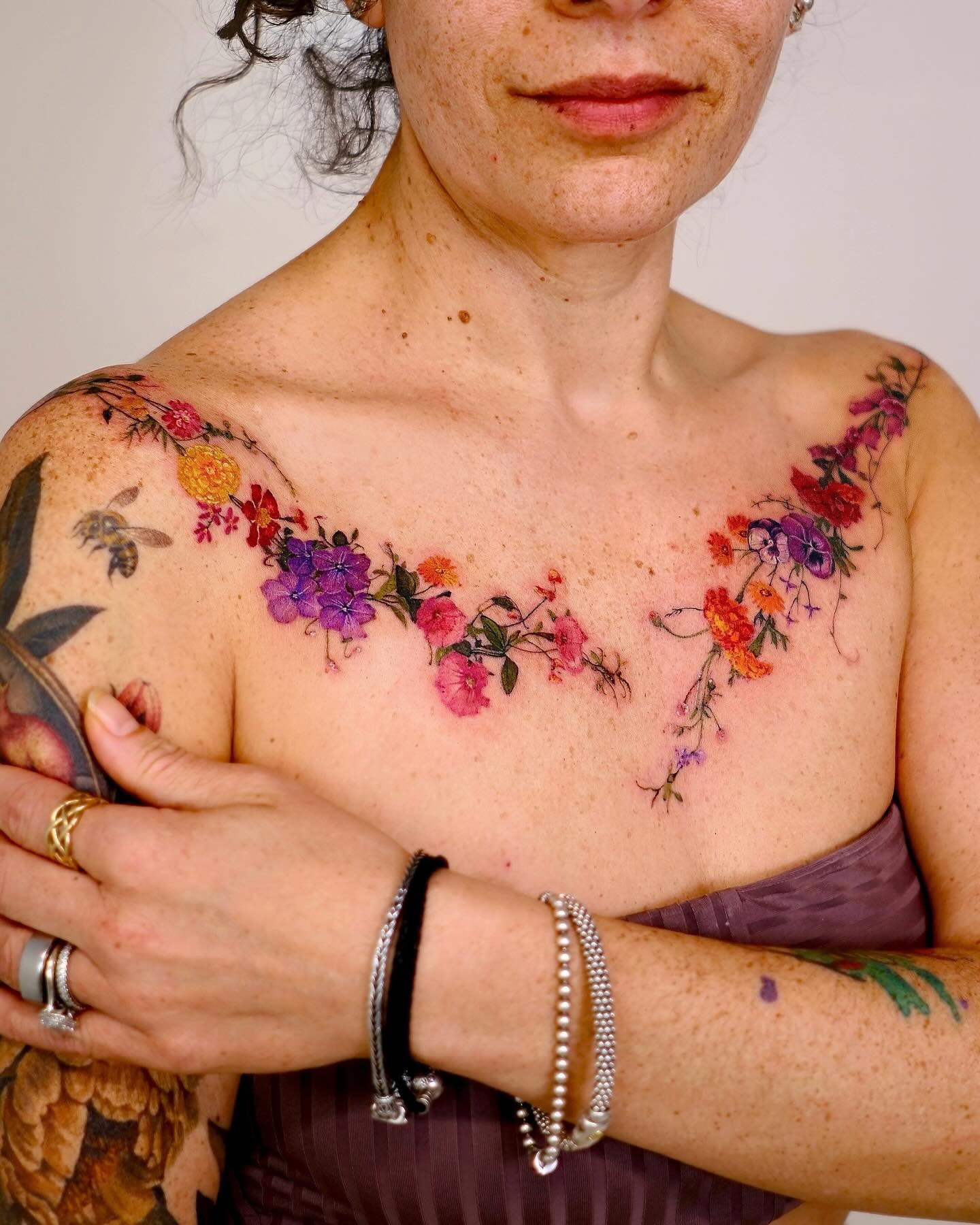 Hibiscus Vine Tattoo on Shoulder and Arm vine tattoos tattoo