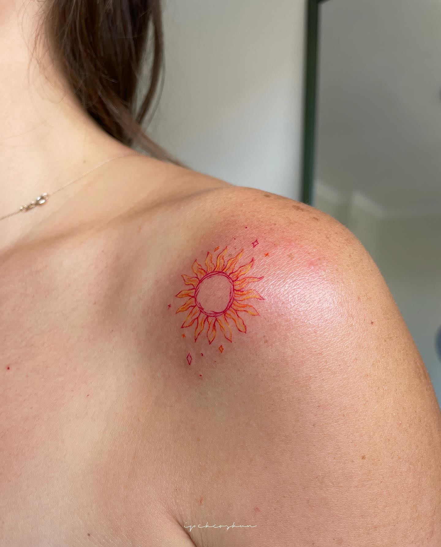 Cute Sleeping Sun and Clouds Tattoo sun tattoos ideas tattoo