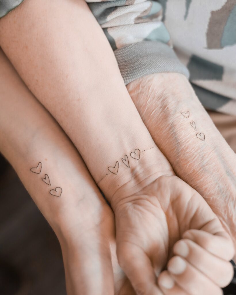 Continuous Pulse and Heartbeat Connection matching family tattoo