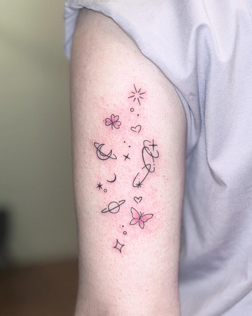 Cosmic Butterfly and Planet Tattoo