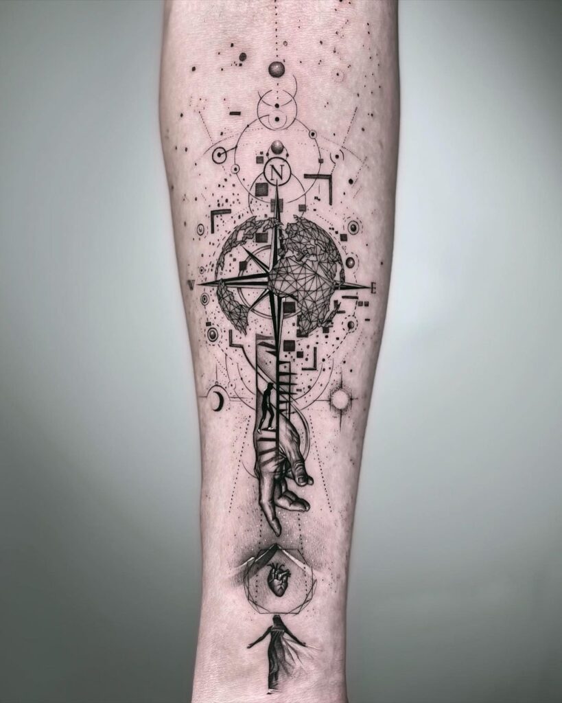 Cosmic Connection Compass Tattoo timeless compass tattoo designs tattoo