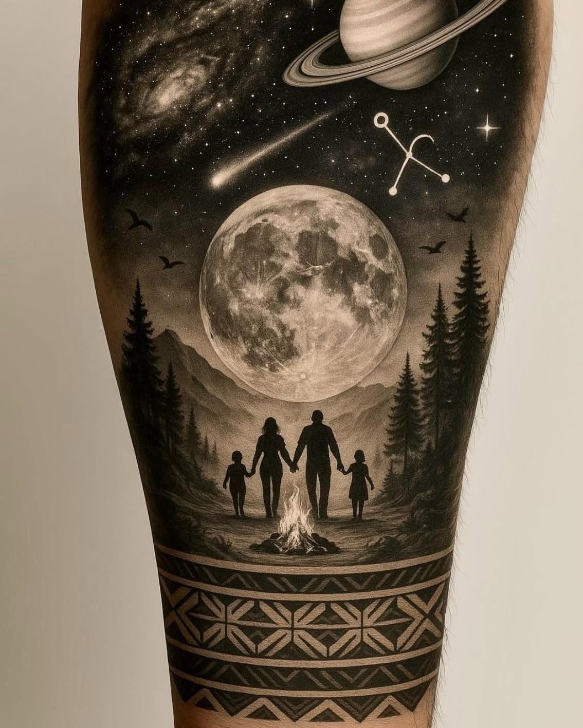 Cosmic Family Landscape Tattoo family tattoos tattoo