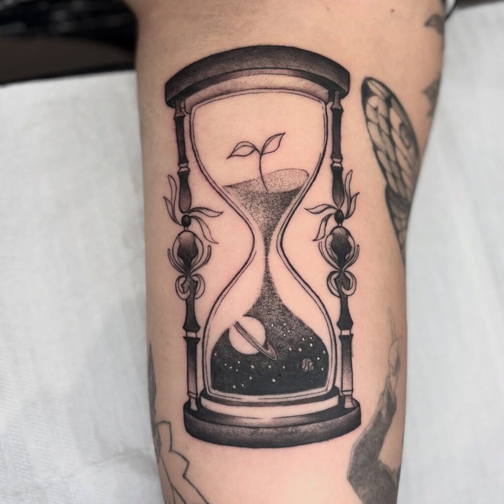 Cosmic Growth Hourglass Tattoo hourglass tattoo ideas tattoo