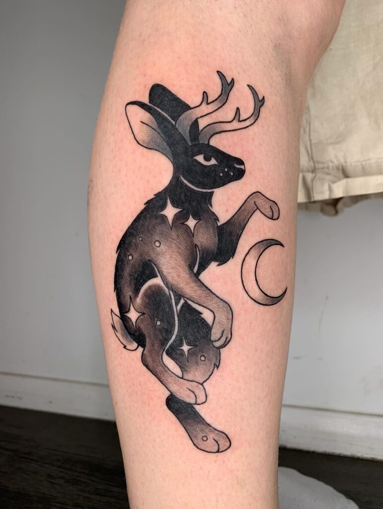 Star-Crowned Jackalope Tattoo ethereal tattoos tattoo