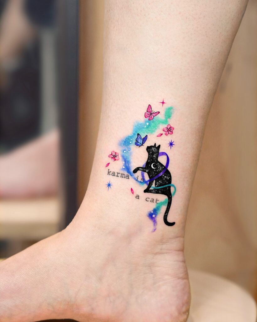 Cosmic Karma Cat Tattoo small cat tattoos tattoo