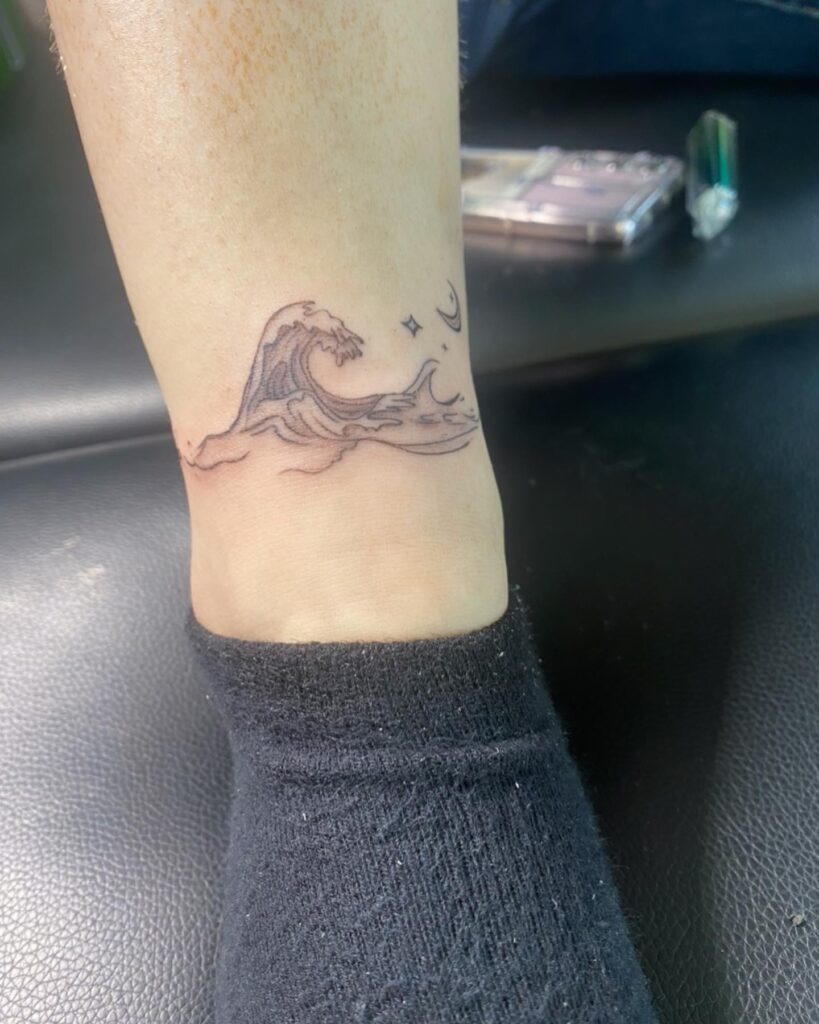 Celestial Anklet Tattoo With Initial