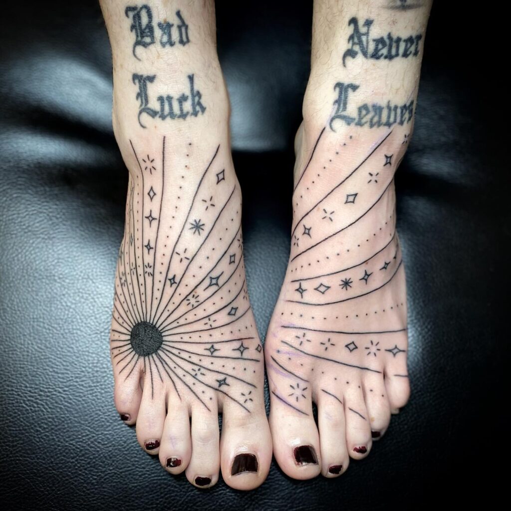 Personalized Foot Tattoo With Flowers And Name