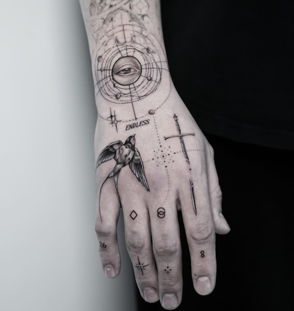 Cosmic Visionary Tattoo hand tattoo ideas for guys tattoo