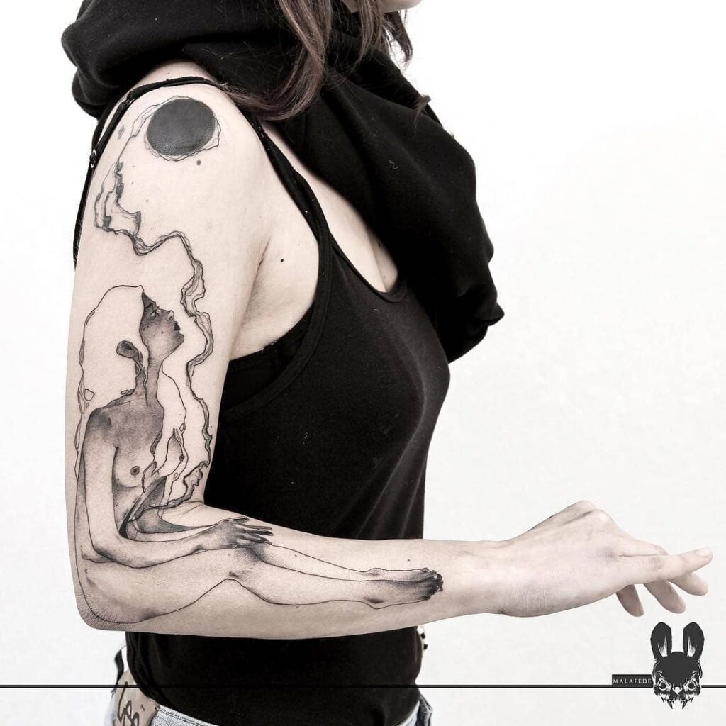 Sleeping Unicorn Shoulder Tattoo mystical tattoos tattoo