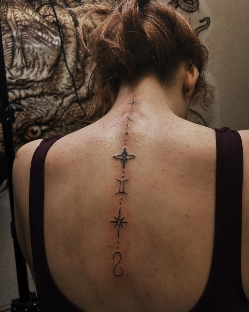 Radiant Star Spine Tattoo