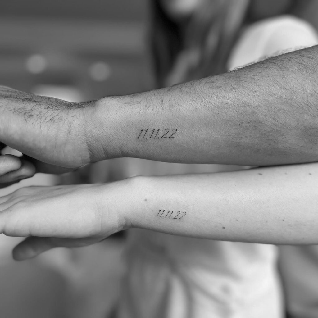 Matching Roman Numeral Couple Tattoos date tattoos tattoo