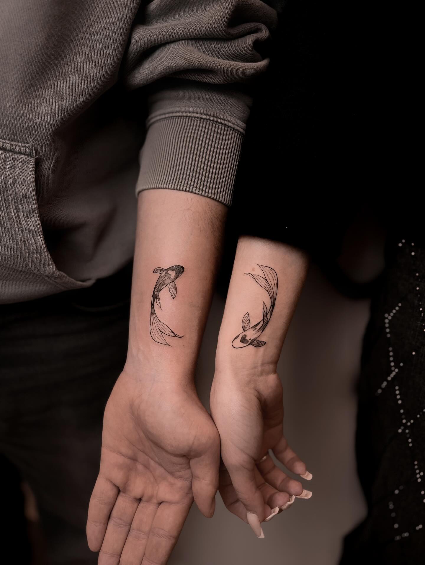 Matching Koi Fish Couples Tattoo