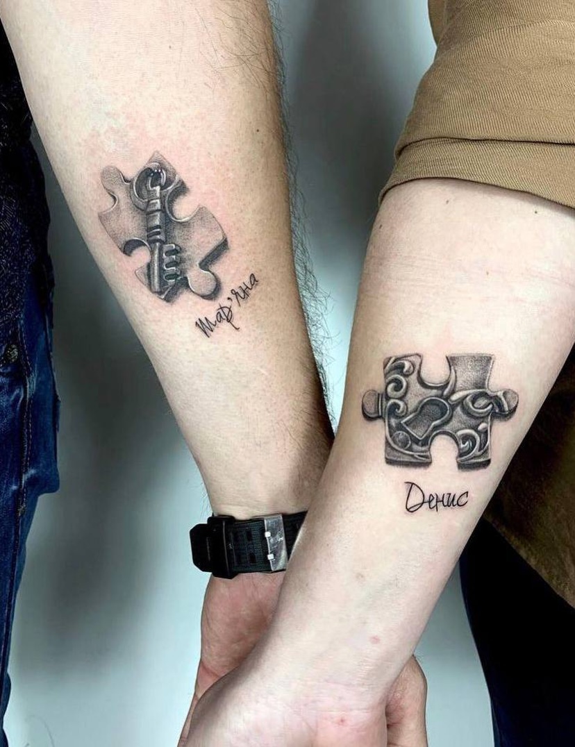 Matching Puzzle Piece Key Couples Tattoo