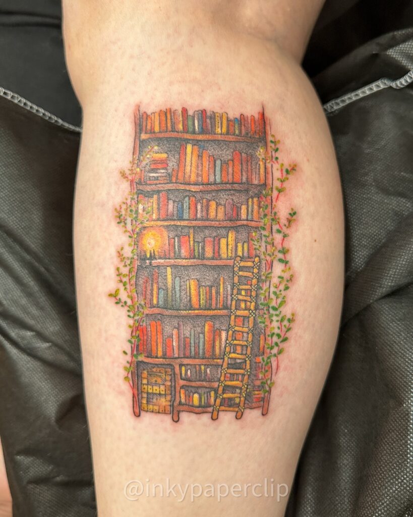 Framed Library With Fireplace Tattoo