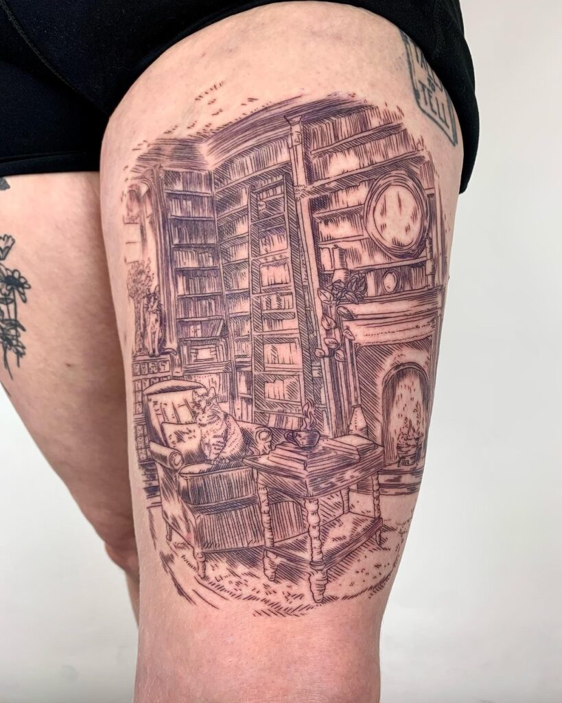 Enchanted Tree Library Tattoo