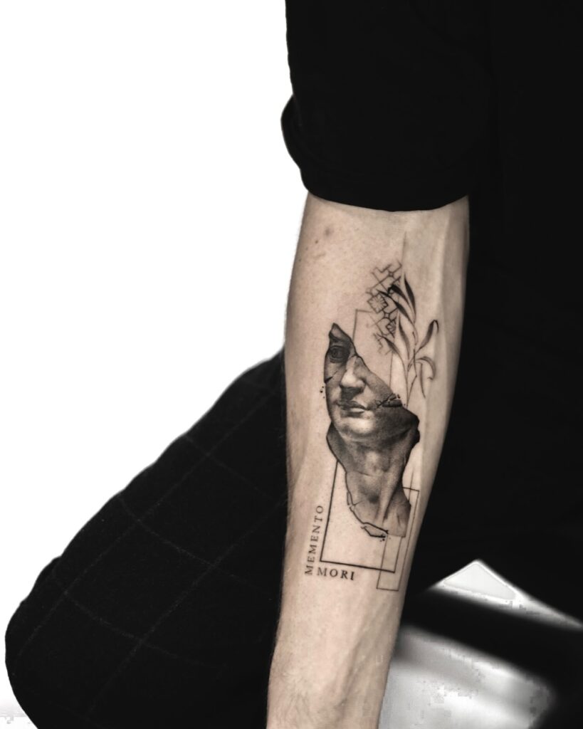 Memento Mori Rose With Life And Death Hands Tattoo