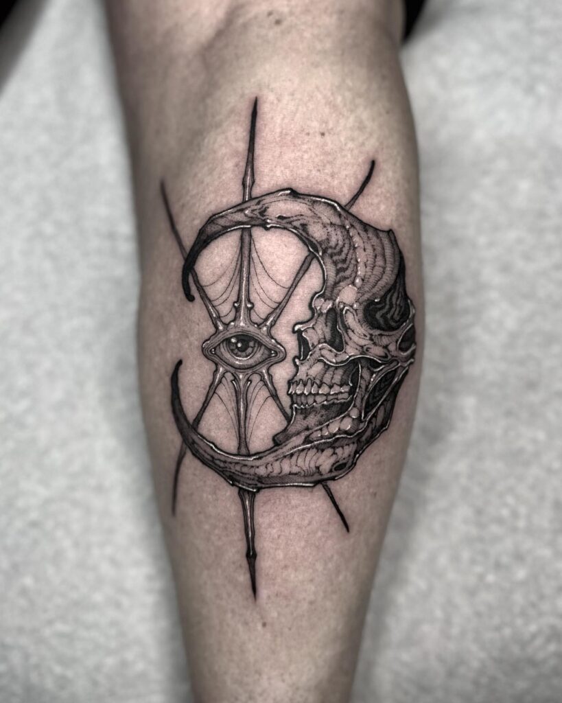 Crescent Moon and Skull Tattoo moon tattoos tattoo