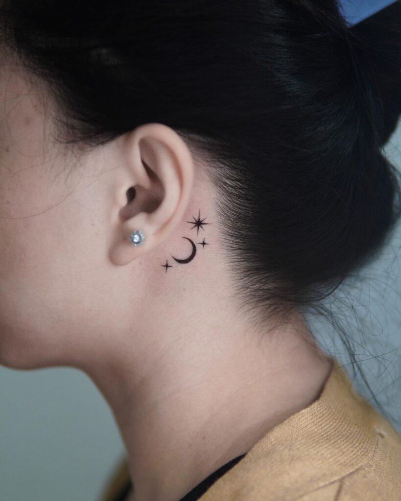 “Blessed” Vertical Behind the Ear Tattoo behind the ear tattoos tattoo