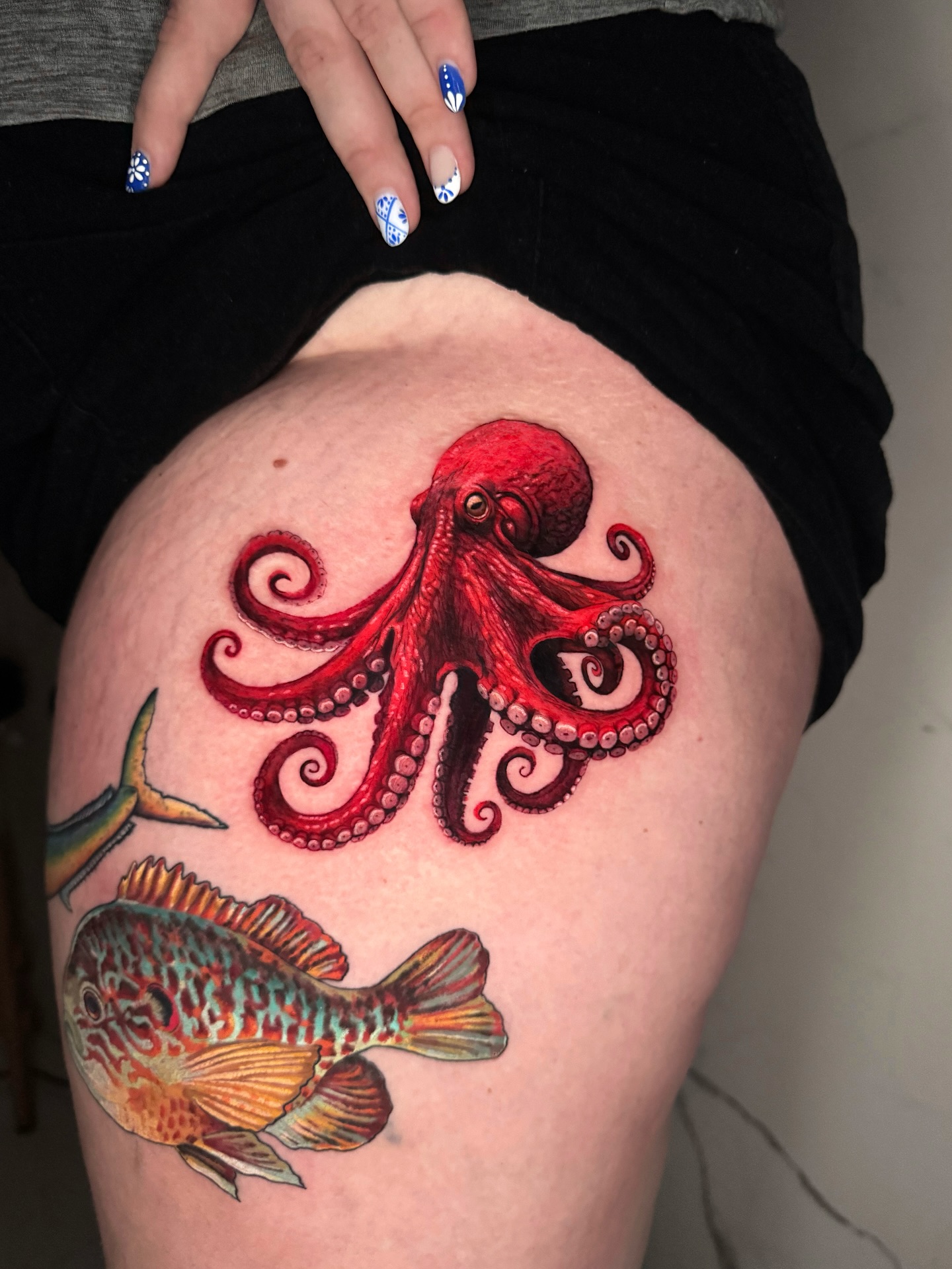 Crimson Giant Pacific Octopus ocean tattoo