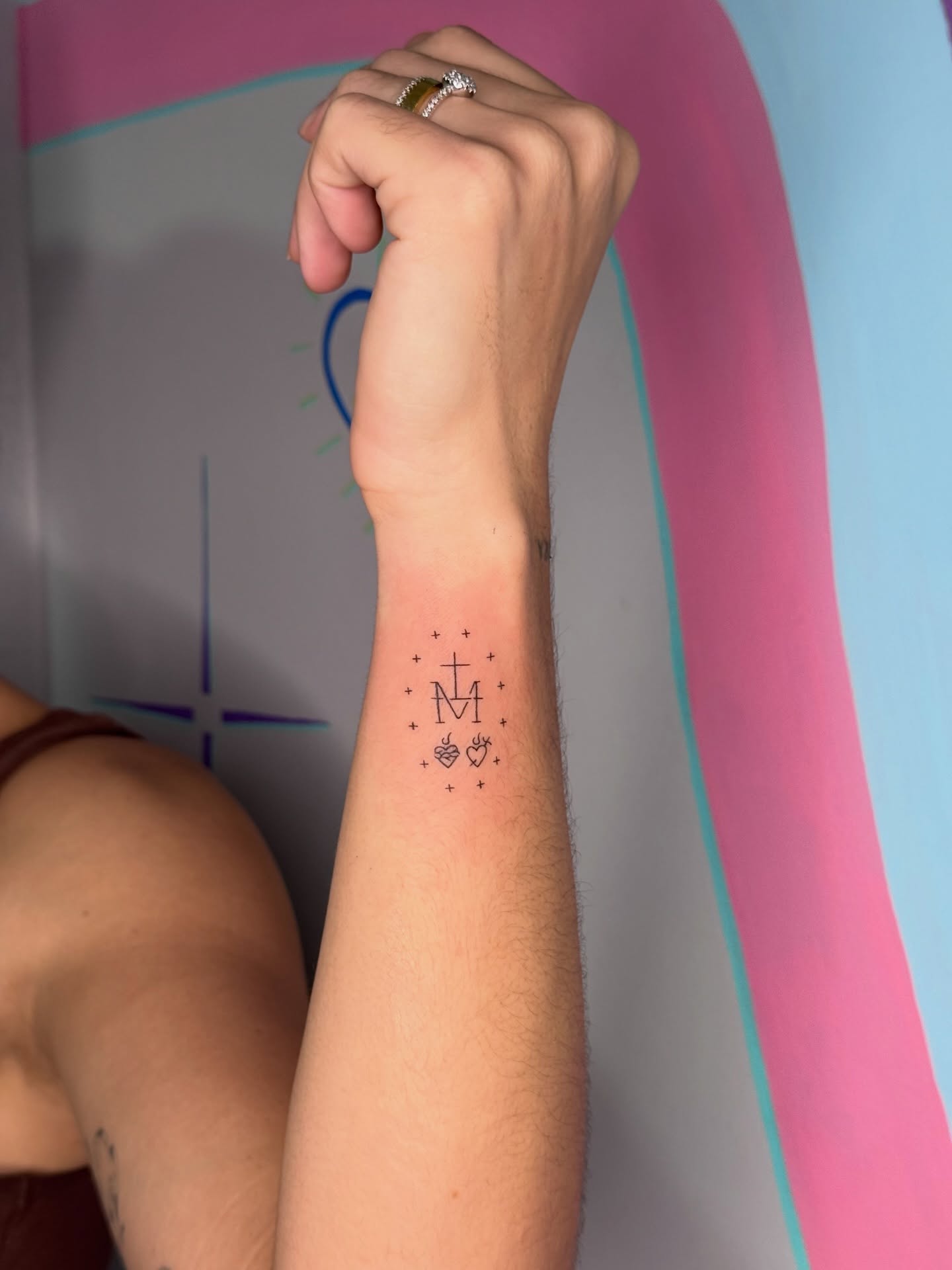 Cross and Sacred Heart Fine Line Tattoo fine line tattoo ideas with meaning tattoo