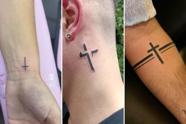 Aesthetic cross tattoos for men and delicate ink ideas collage
