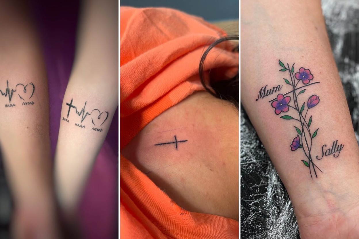Aesthetic cross tattoos for women and delicate ink ideas collage