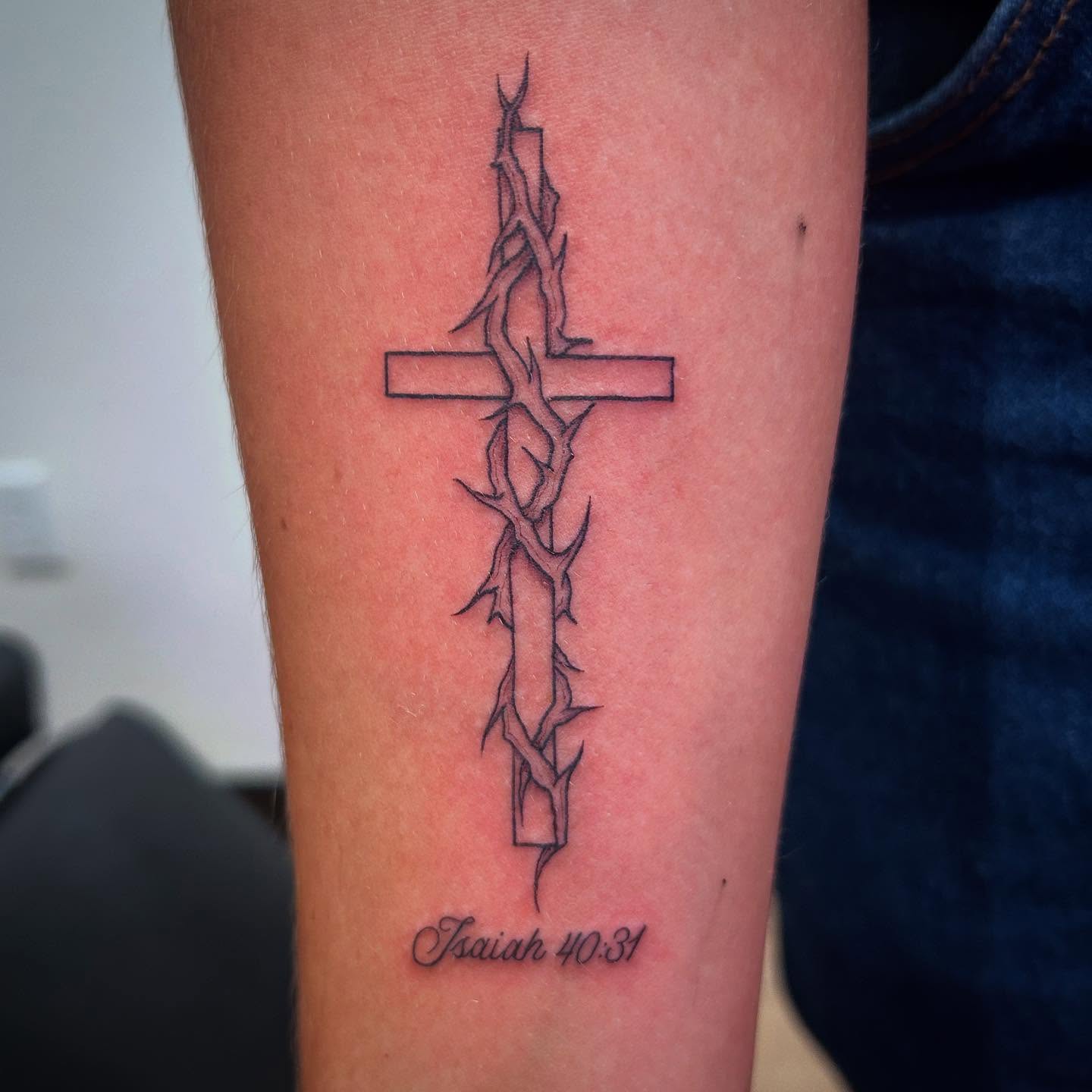 Crown of Thorns Cross Forearm Tattoo forearm tattoos for men with meaning tattoo