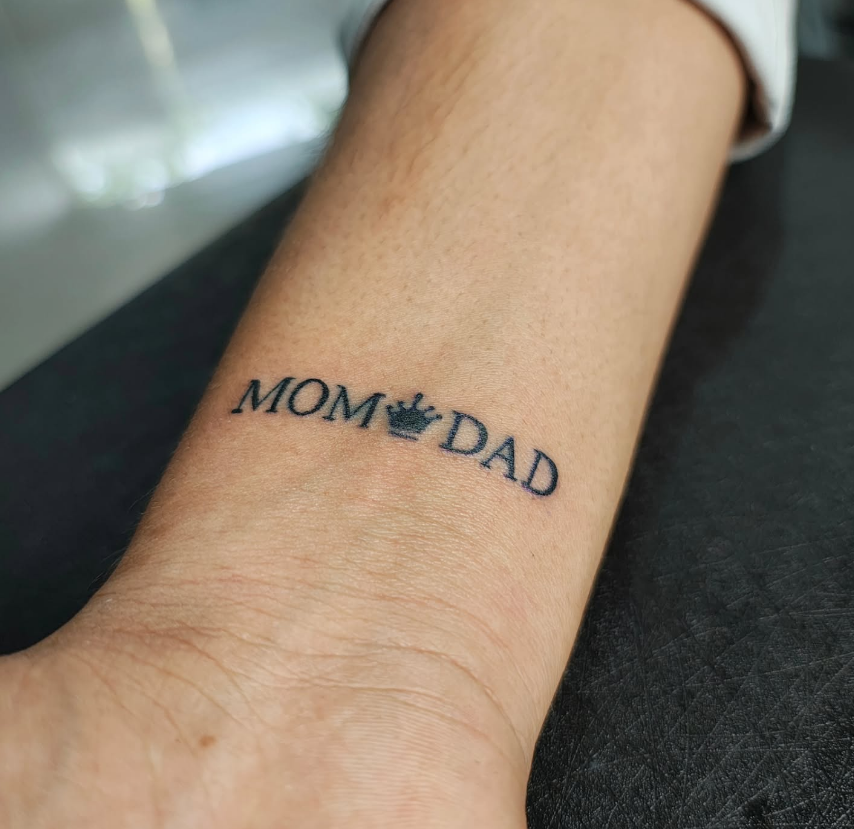 Crown Symbol Mom Dad Wrist Tattoo mom dad tattoos tattoo