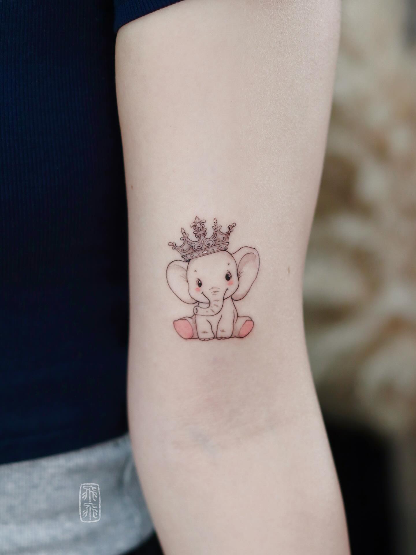 Crowned Baby Elephant Tattoo baby elephant tattoo ideas tattoo