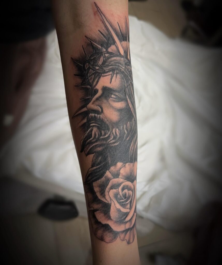 Crowned in Suffering and Glory Tattoo jesus tattoos tattoo