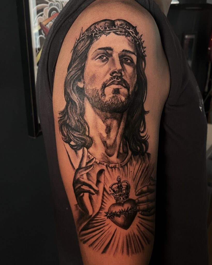 Jesus, Lion of Judah, and Crucifixion Tattoo jesus tattoos tattoo