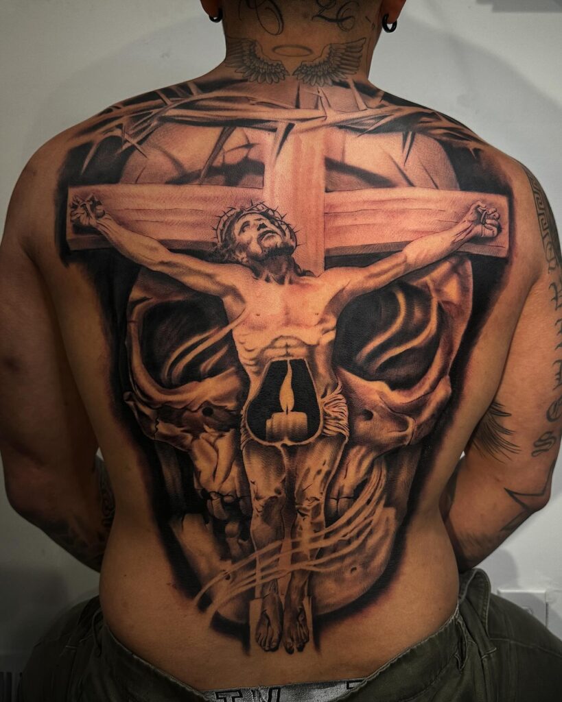 Suffering Christ and Empty Cross Tattoo jesus tattoos tattoo
