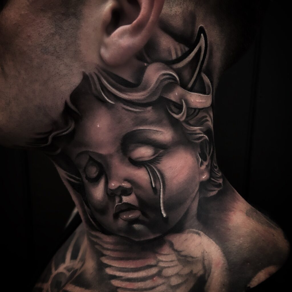 Clawed Shadows Neck Tattoo