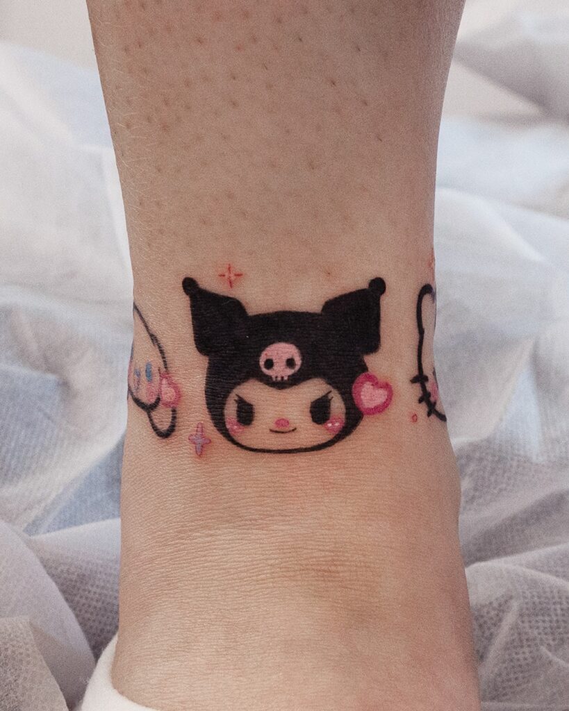 Heart Charm Ankle Tattoo For Mom And Dad