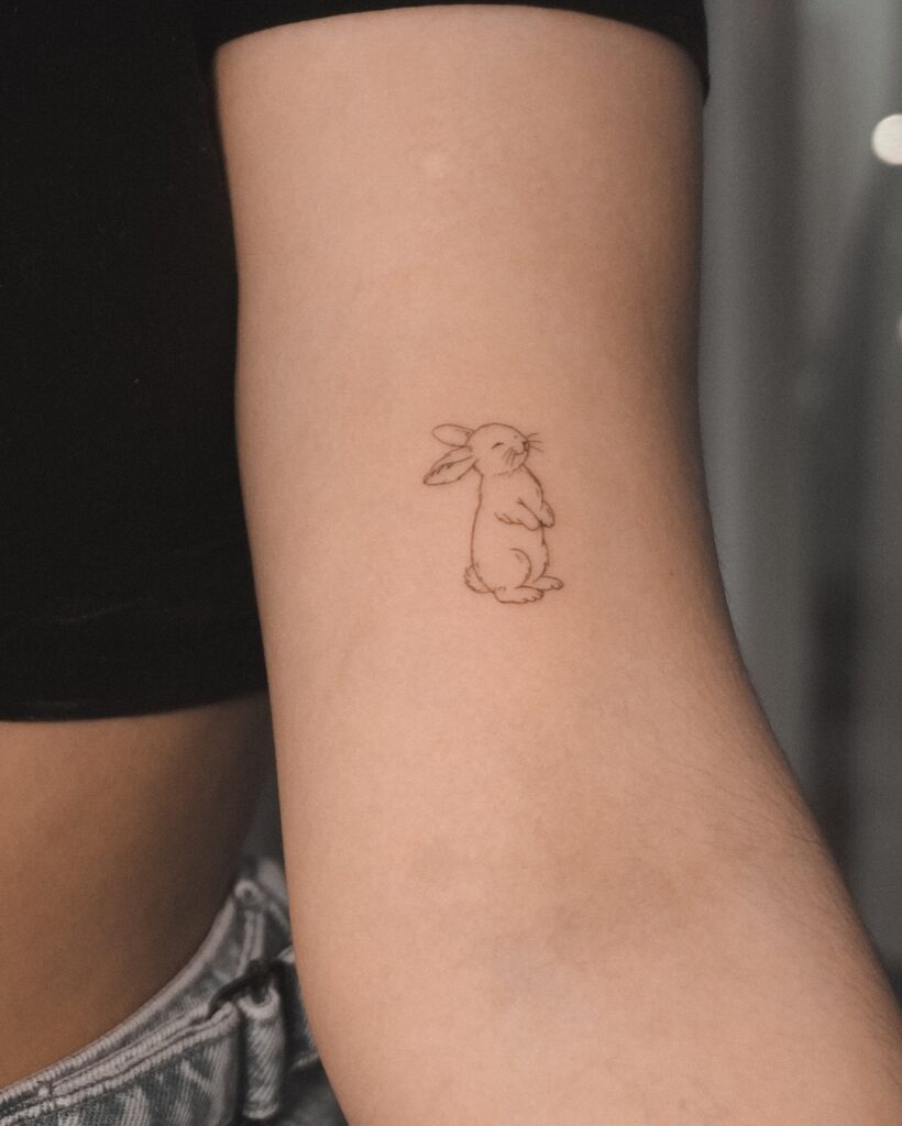 Cute Fine Line Bunny Tattoo on Arm fine line tattoos for women tattoo