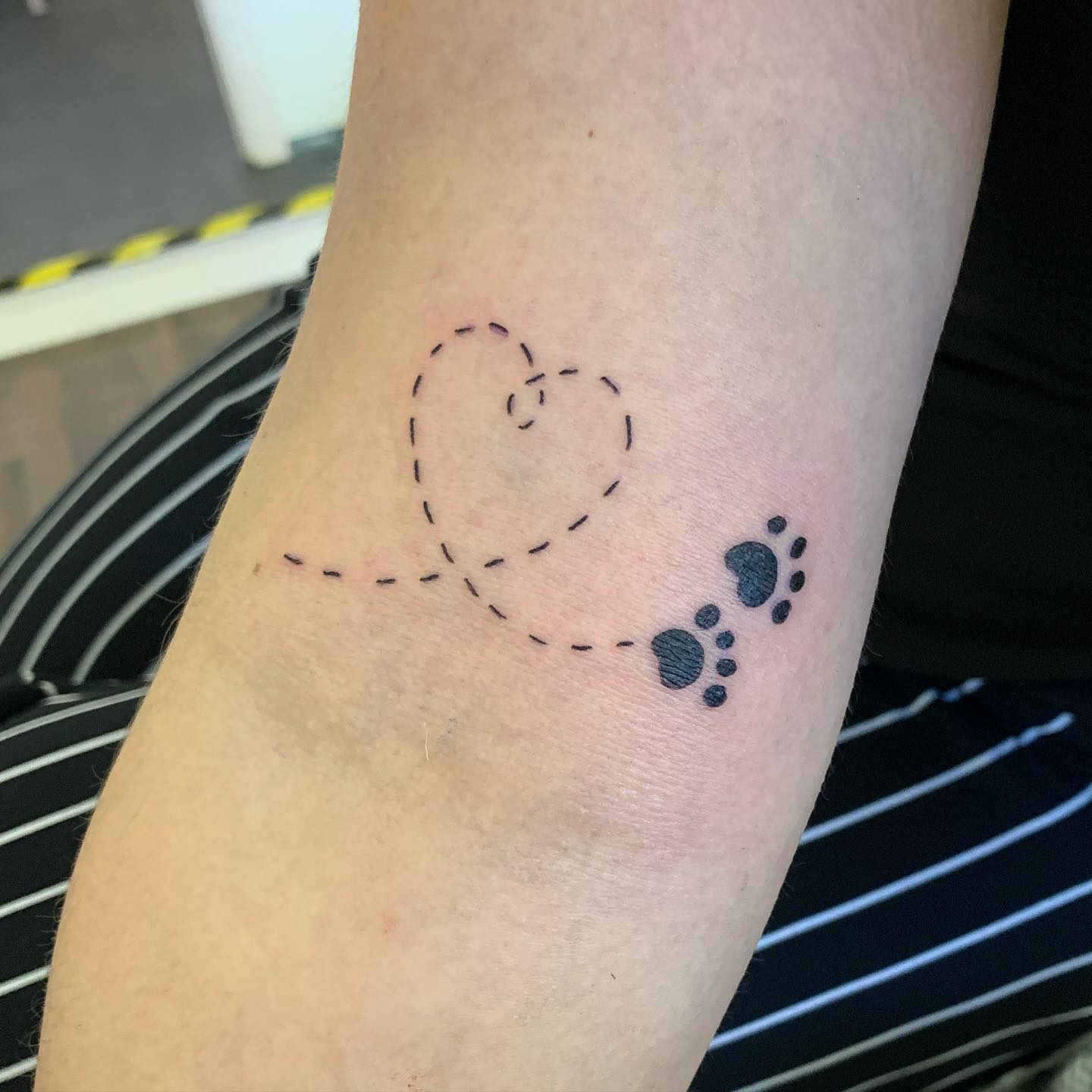 Heart Path Paw Print Tattoo