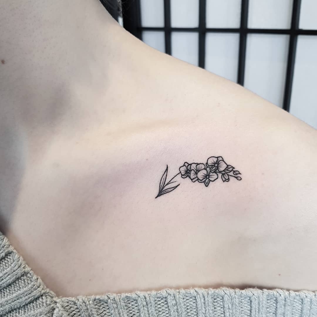 Tiny Floral Branch Tattoo