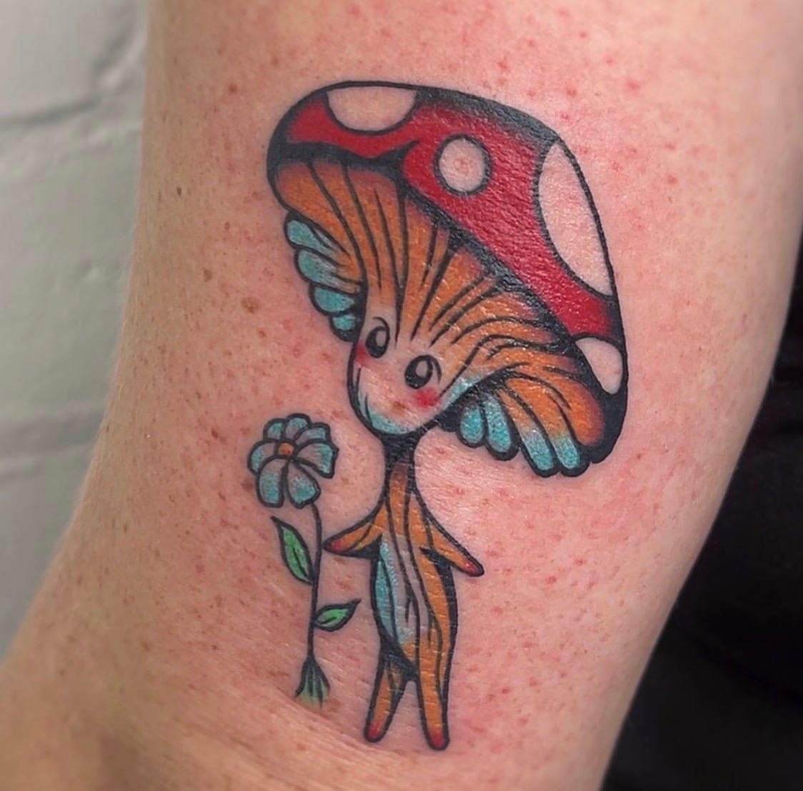 Twisting Mushroom Tattoo with Abstract Line Flow mushroom tattoo ideas tattoo