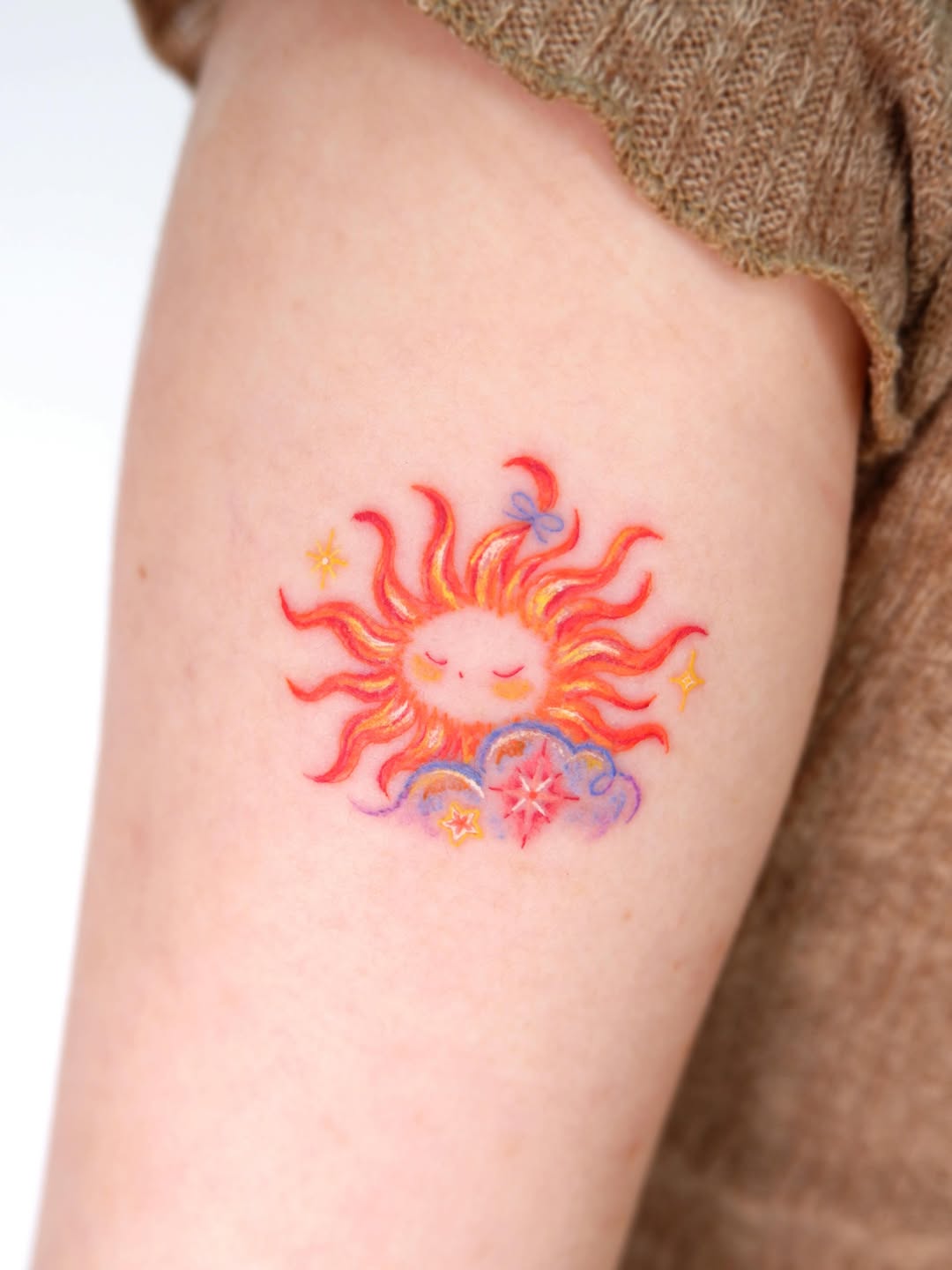 Colorful Sunburst Tattoo sun tattoos ideas tattoo