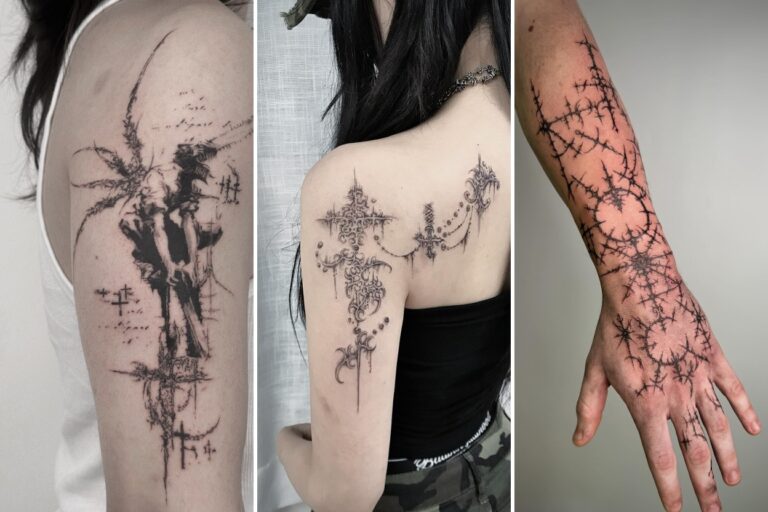 Aesthetic cybersigilism tattoo designs and delicate ink ideas collage